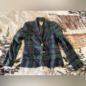 J. Crew Navy  Green Tartan Plaid Schoolboy Blazer